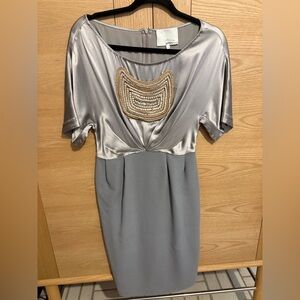 Women's 3.1 Phillip Lim 3.1 Phillip Lim Embroidered Grey Midi Dress - Size 4